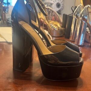 Sam Edelman Black Platform Peep-Toe Heels